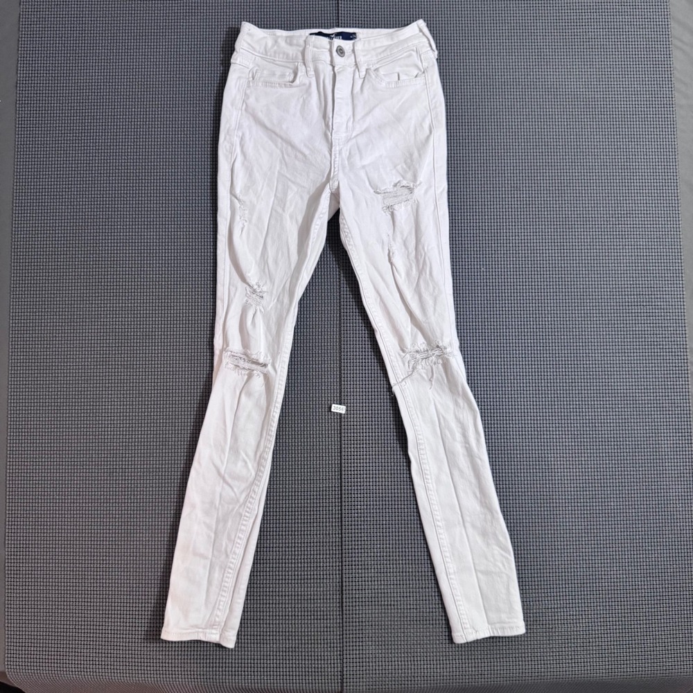 Hollister Women White High-Rise Super Skinny Distressed Jeans Size 0S W24